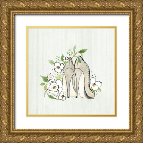 Fashion Floral Heels I Gold Ornate Wood Framed Art Print with Double Matting by Tava Studios