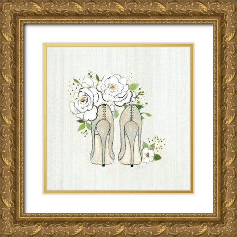 Fashion Floral Heels II Gold Ornate Wood Framed Art Print with Double Matting by Tava Studios