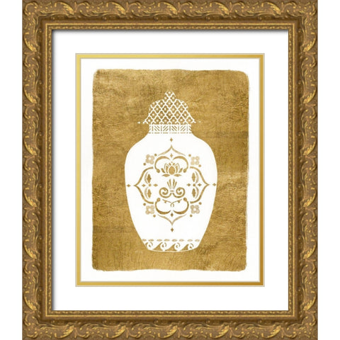 Golden Urn I Gold Ornate Wood Framed Art Print with Double Matting by Tava Studios