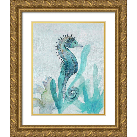 Seahorse I Gold Ornate Wood Framed Art Print with Double Matting by Jill, Susan