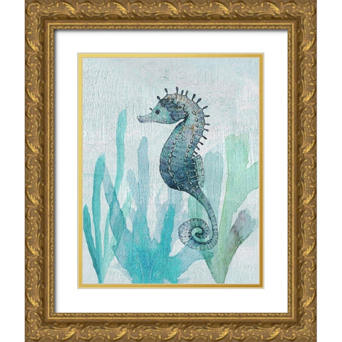 Seahorse II Gold Ornate Wood Framed Art Print with Double Matting by Jill, Susan