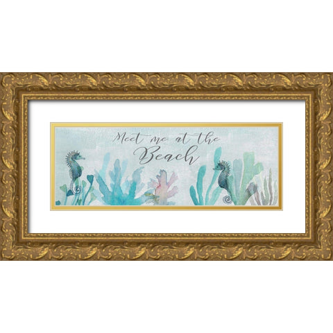 Seahorses and Coral Gold Ornate Wood Framed Art Print with Double Matting by Jill, Susan