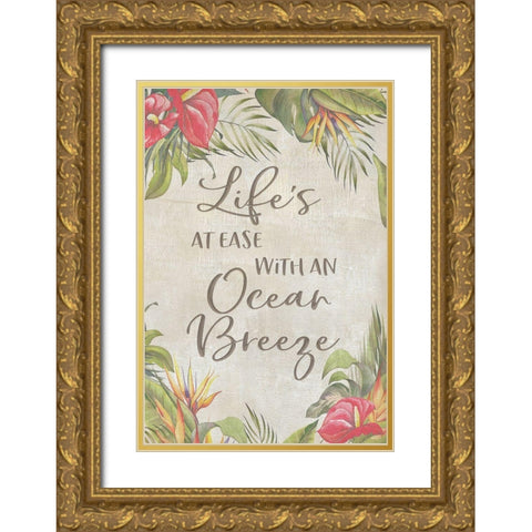 Lifes At Ease Gold Ornate Wood Framed Art Print with Double Matting by CAD Designs