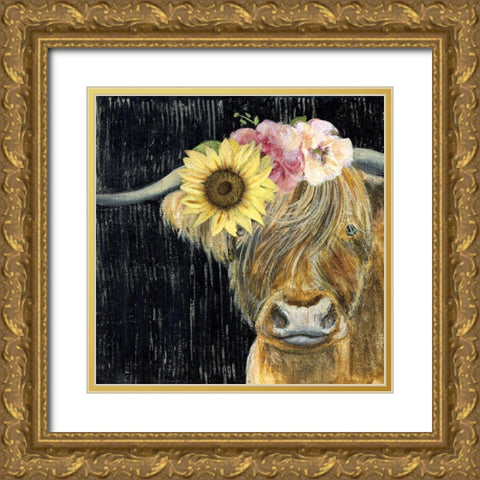 Barnyard Betty Gold Ornate Wood Framed Art Print with Double Matting by Tava Studios