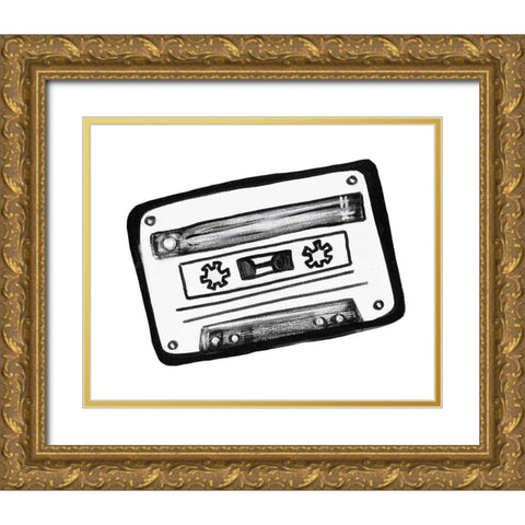 Cassette Sketch Gold Ornate Wood Framed Art Print with Double Matting by Tava, Alexandria