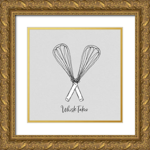 Whisk Taker Gold Ornate Wood Framed Art Print with Double Matting by CAD Designs