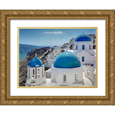 Santorini Saturday Gold Ornate Wood Framed Art Print with Double Matting by Delimont, Danita