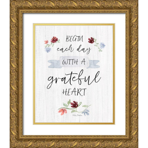 Grateful Heart Gold Ornate Wood Framed Art Print with Double Matting by Brockmon, Kristen