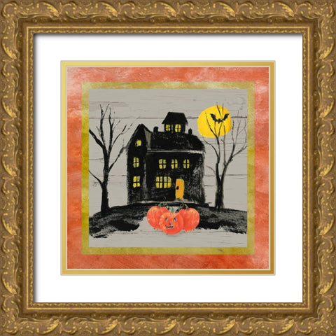 Haunted House Gold Ornate Wood Framed Art Print with Double Matting by Nan