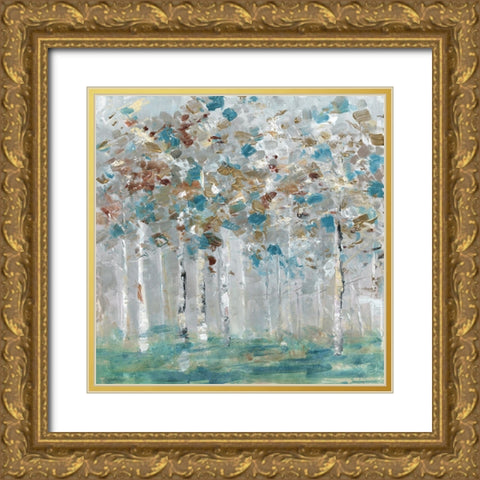 Teal Forest I Gold Ornate Wood Framed Art Print with Double Matting by Swatland, Sally