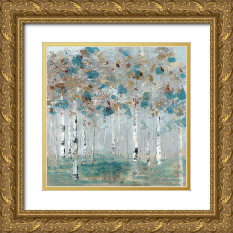 Teal Forest II Gold Ornate Wood Framed Art Print with Double Matting by Swatland, Sally