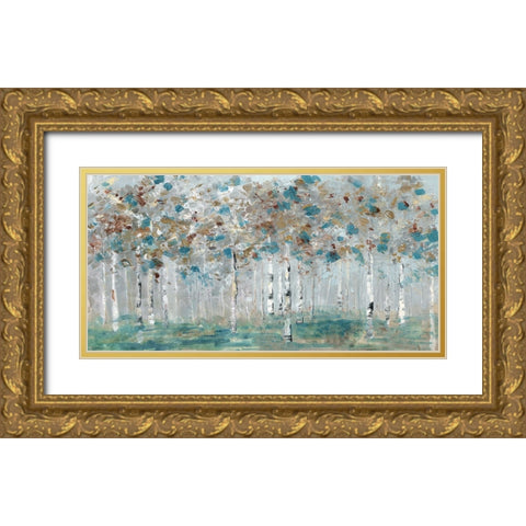 Teal Forest Gold Ornate Wood Framed Art Print with Double Matting by Swatland, Sally