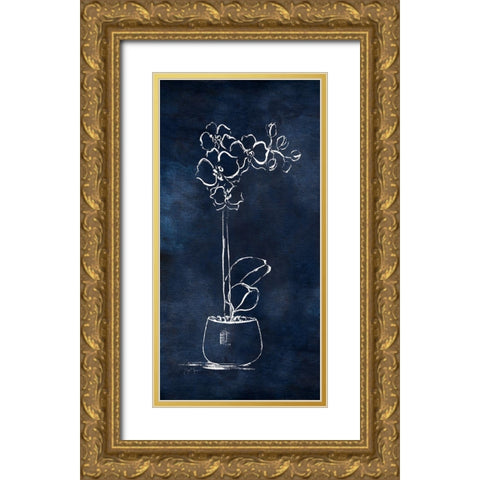 Indigo Orchid I Gold Ornate Wood Framed Art Print with Double Matting by Tava Studios