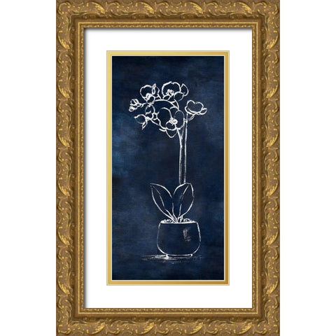 Indigo Orchid II Gold Ornate Wood Framed Art Print with Double Matting by Tava Studios