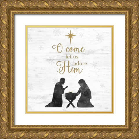 Adore Him Gold Ornate Wood Framed Art Print with Double Matting by Carpentieri, Natalie