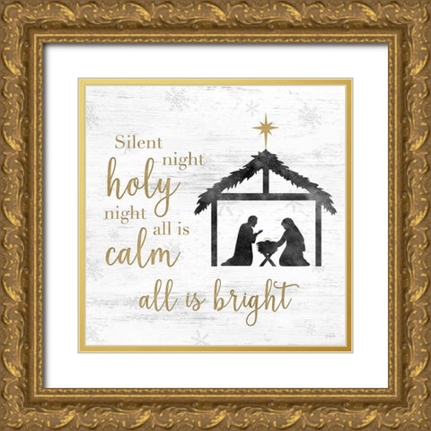 Silent Night Gold Ornate Wood Framed Art Print with Double Matting by Carpentieri, Natalie