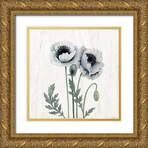 Poppies I Gold Ornate Wood Framed Art Print with Double Matting by Gunn, Kourtni