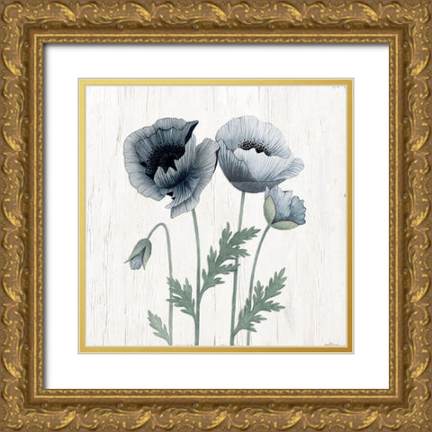 Poppies II Gold Ornate Wood Framed Art Print with Double Matting by Gunn, Kourtni