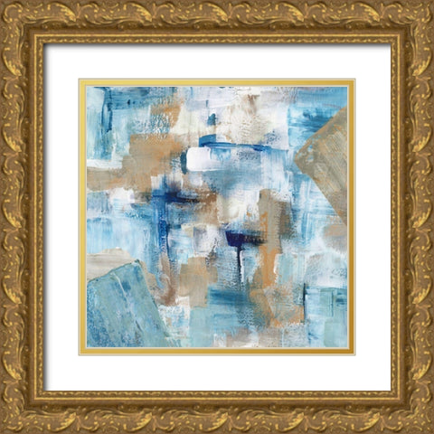 Teal Infusion Gold Ornate Wood Framed Art Print with Double Matting by Chang, Stella