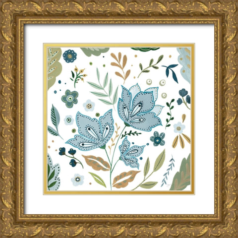 Fantasy Folk Flowers I Gold Ornate Wood Framed Art Print with Double Matting by Tava Studios