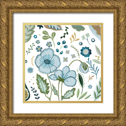 Fantasy Folk Flowers II Gold Ornate Wood Framed Art Print with Double Matting by Tava Studios