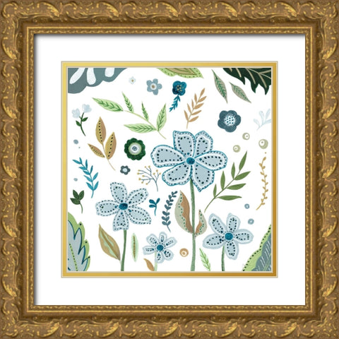 Fantasy Folk Flowers III Gold Ornate Wood Framed Art Print with Double Matting by Tava Studios