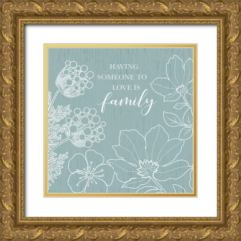 Family Floral Sketch Gold Ornate Wood Framed Art Print with Double Matting by Knutsen, Conrad