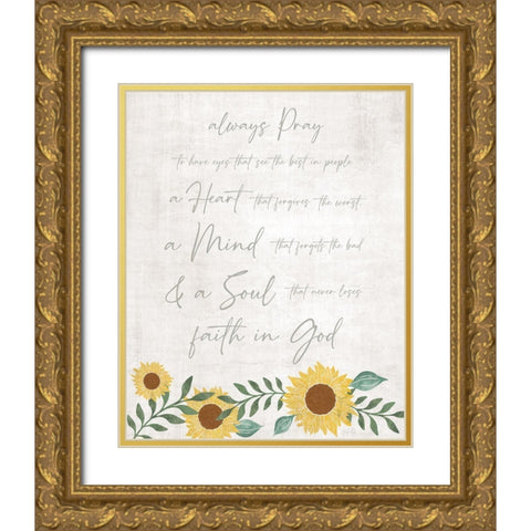 Always Pray Gold Ornate Wood Framed Art Print with Double Matting by Carpentieri, Natalie