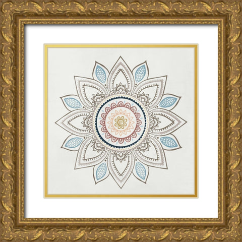 Soft Mandala Burst I Gold Ornate Wood Framed Art Print with Double Matting by Knutsen, Conrad