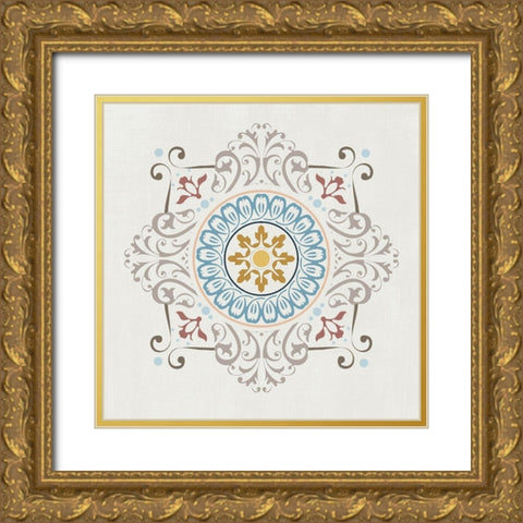 Soft Mandala Burst II Gold Ornate Wood Framed Art Print with Double Matting by Knutsen, Conrad