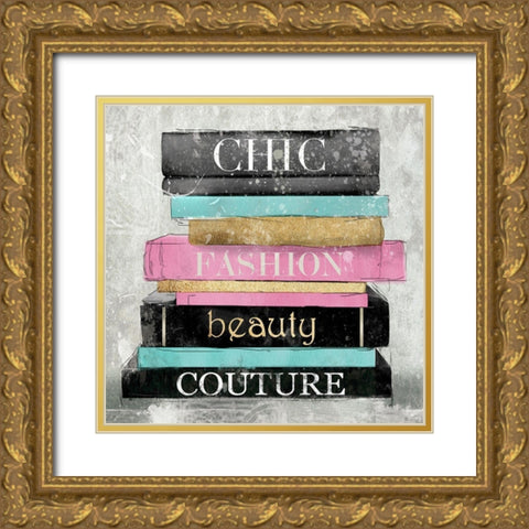 Fashion Books I Gold Ornate Wood Framed Art Print with Double Matting by Robinson, Carol
