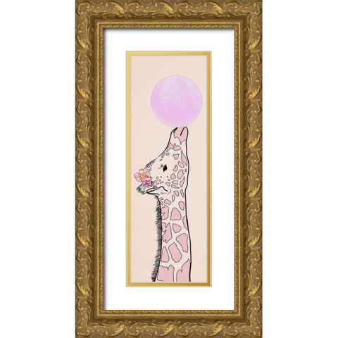 Bubblegum Giraffe I Gold Ornate Wood Framed Art Print with Double Matting by Santiago, Daniela