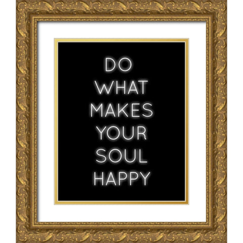 Soul Happy Gold Ornate Wood Framed Art Print with Double Matting by CAD Designs