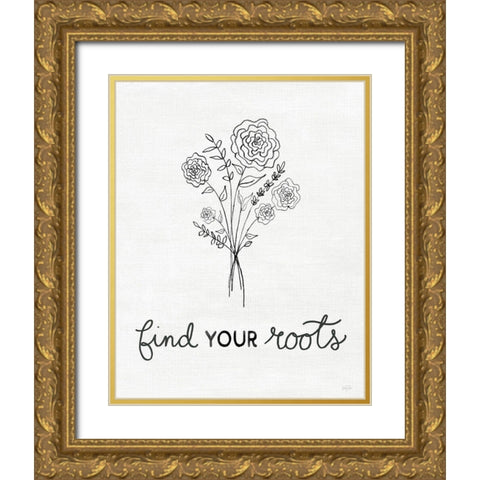 Find Your Roots Sketch Gold Ornate Wood Framed Art Print with Double Matting by Carpentieri, Natalie
