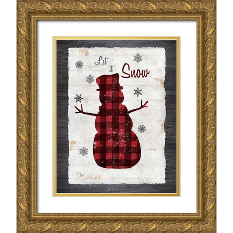 Checkered Snowman I Gold Ornate Wood Framed Art Print with Double Matting by Nan