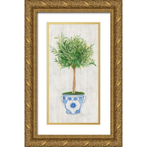 Sage Topiary Gold Ornate Wood Framed Art Print with Double Matting by Tava Studios