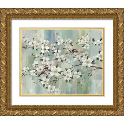 Springs Song Gold Ornate Wood Framed Art Print with Double Matting by Nan
