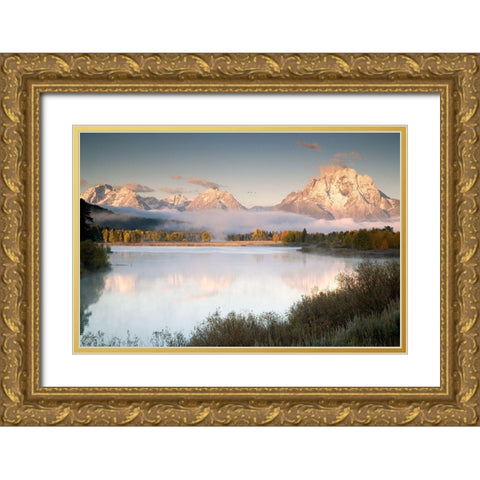 Snake River Fog Gold Ornate Wood Framed Art Print with Double Matting by Delimont, Danita
