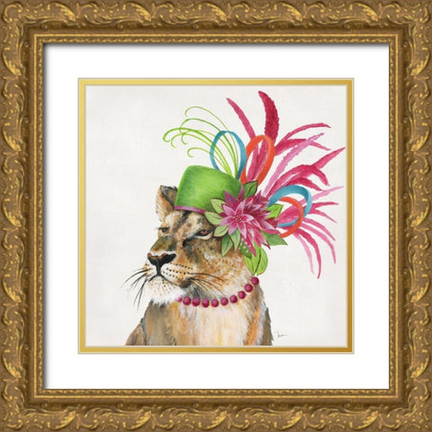 Royale Lion Gold Ornate Wood Framed Art Print with Double Matting by Tava Studios