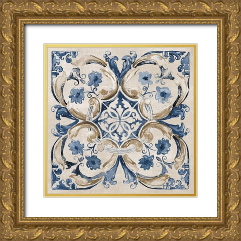 Moroccan Tile I Gold Ornate Wood Framed Art Print with Double Matting by Nan