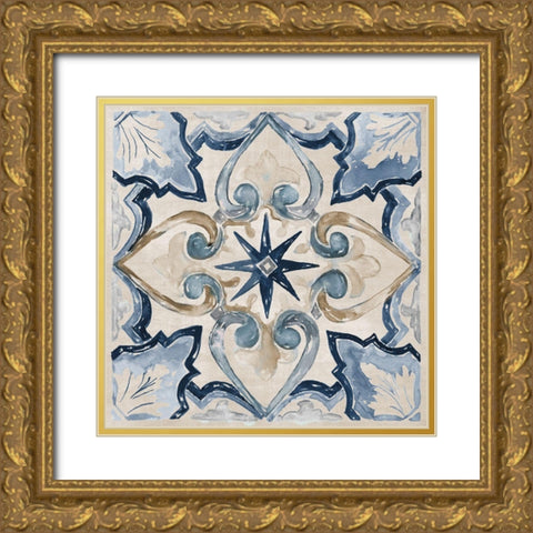 Moroccan Tile II Gold Ornate Wood Framed Art Print with Double Matting by Nan