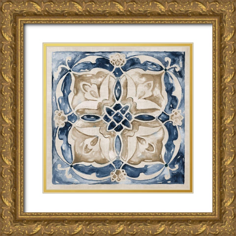 Moroccan Tile III Gold Ornate Wood Framed Art Print with Double Matting by Nan