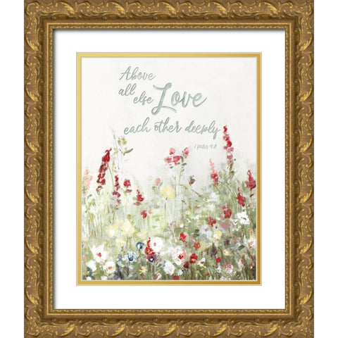 Love Meadow Gold Ornate Wood Framed Art Print with Double Matting by Swatland, Sally