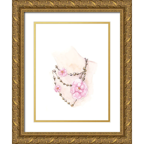 Bead Floral Necklace Gold Ornate Wood Framed Art Print with Double Matting by Chang, Stella