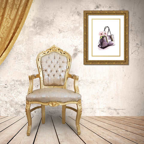 Handbag With Flower Gold Ornate Wood Framed Art Print with Double Matting by Chang, Stella