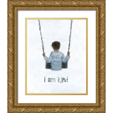 Boy on a Swing Gold Ornate Wood Framed Art Print with Double Matting by Swatland, Sally