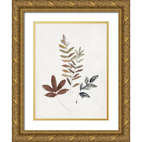 Autumn Leaves II Gold Ornate Wood Framed Art Print with Double Matting by Swatland, Sally