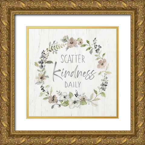 Scatter Kindness Gold Ornate Wood Framed Art Print with Double Matting by Nan