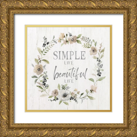 Simple Life Gold Ornate Wood Framed Art Print with Double Matting by Nan