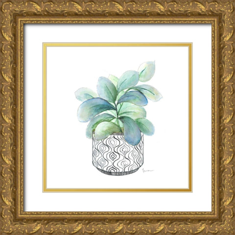 Modern Botany Blue III Gold Ornate Wood Framed Art Print with Double Matting by Tava Studios